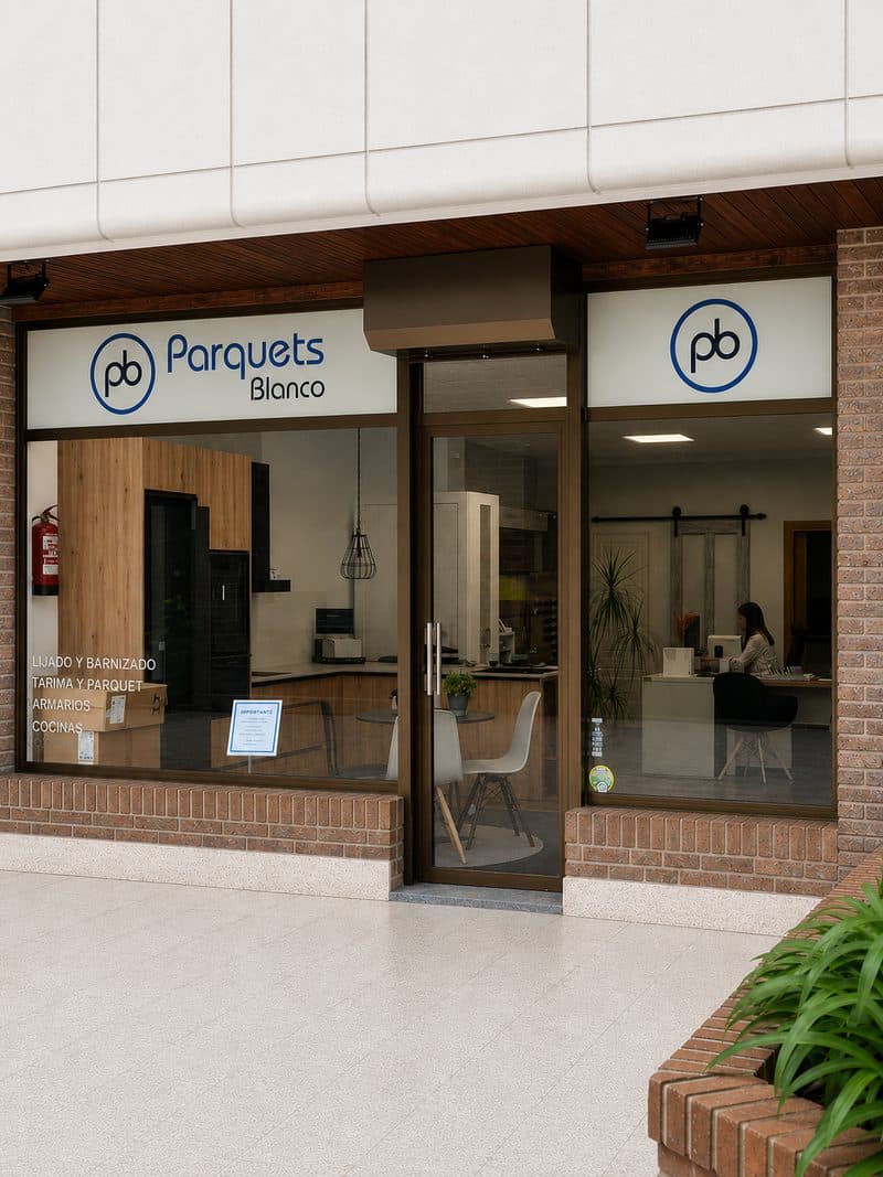Fachada de la tienda y exposición de Parquets Blanco en Vigo